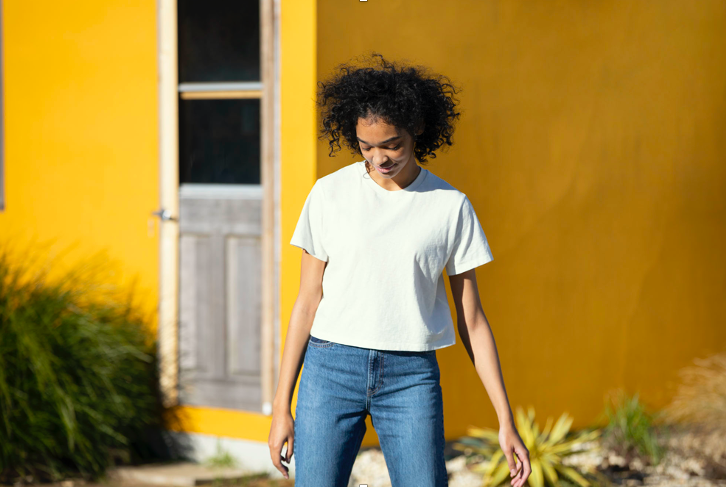 女裝粗紡圓領短版T恤